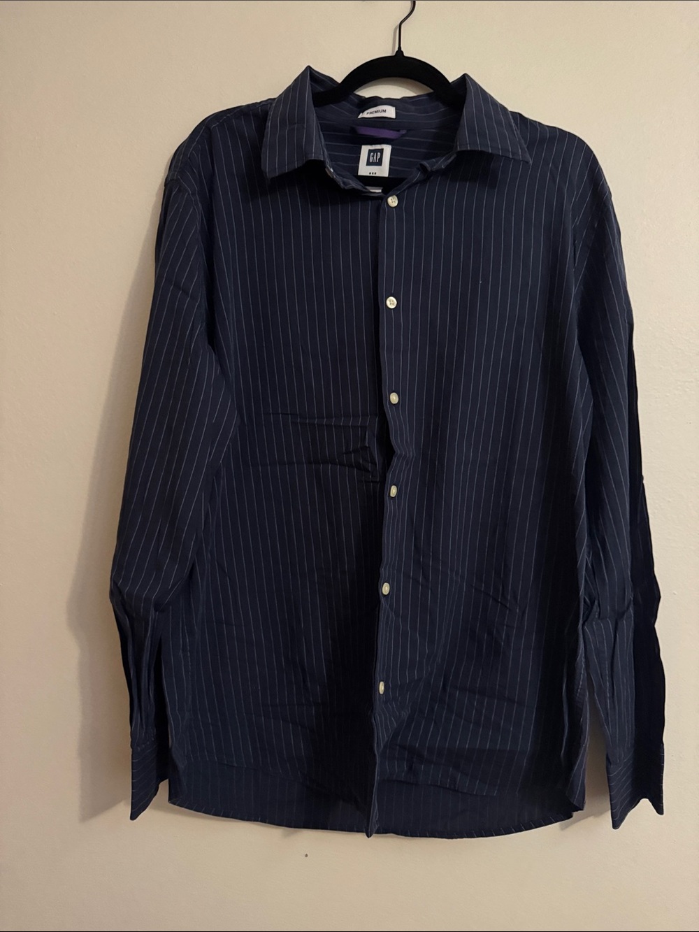 GAP Men's Dark Blue Pinstripe Button-Down Shirt